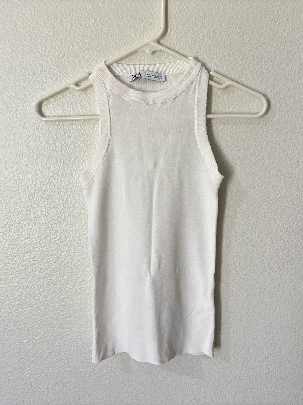 Zara White Tank Top - Sleeveless Ribbed Tee